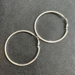  Bông Tai Khoen Tròn Bản To 7,5cm Pha Lê Trắng (BQ) 