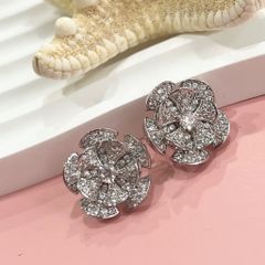  Bông Tai Cánh Hoa Bản To Pha Lê Trắng (BQ) 