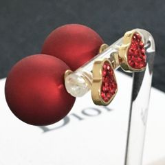  Bông Tai Dior Màu Vàng Pha Lê Đỏ (AD) - Có 3 Kiểu Đeo 