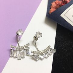  Bông Tai Viền Tai Mưa Rơi Pha Lê Trắng ( Có 2 Kiểu Đeo ) 