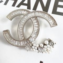  Cài Áo Nam, Nữ - Chanel Màu Trắng Ngọc Trai & Pha Lê (CL) 