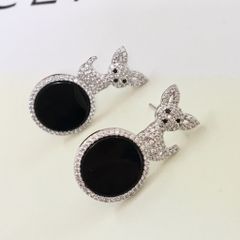  Bông Tai Con Mèo Dễ Thương Bản To Pha Lê Trắng (AB) 