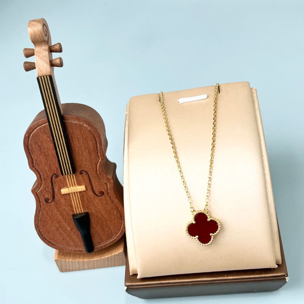  Dây Chuyền Titan Cao Cấp - Cỏ 4 Lá May Mắn Màu Vàng Đỏ (AP) 