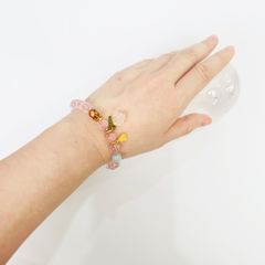  Vòng Đá Phong Thuỷ Cao Cấp - Hoa Hồng Thạch Anh Hồng & Đá Aquamarine Tự Nhiên 