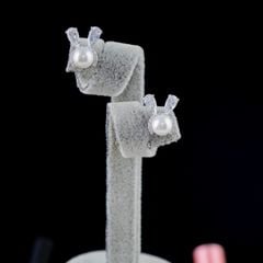  Bông Tai Con Thỏ Dễ Thương Ngọc Trai & Pha Lê (AA) 