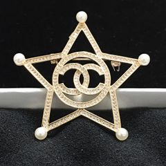  Cài Áo Nam, Nữ - Chanel Ngôi Sao Vàng Ngọc Trai & Pha Lê Trắng (BM) 