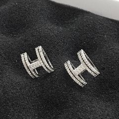  Bông Tai Hermes Màu Trắng Pha Lê (AD) 