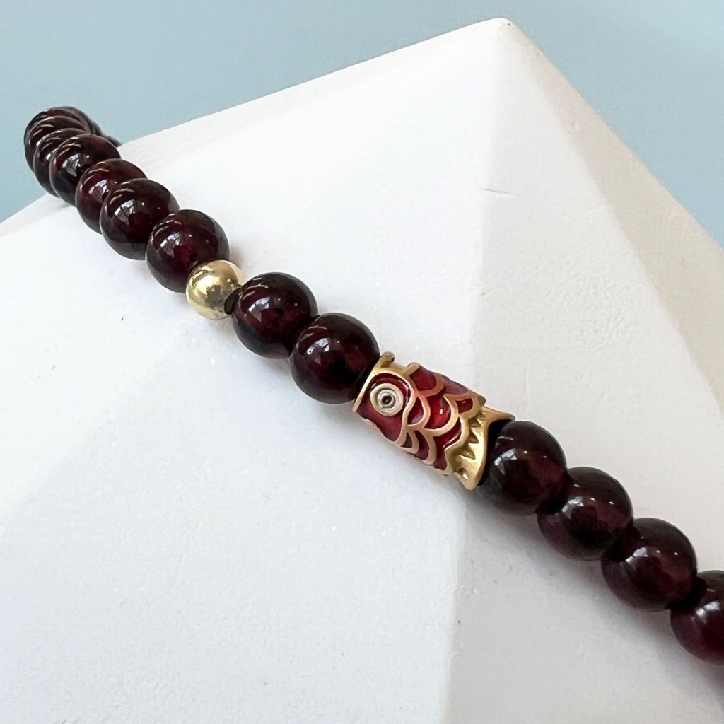  Vòng Đá Phong Thuỷ Cao Cấp - 2 Vòng Cá Koi Nhật Đá Garnet Tự Nhiên 