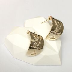  Bông Tai LV Bản To Ôm Vành Tai Màu Vàng Pha Lê Trắng (AB) 