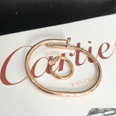  Bộ Trang Sức Cây Đinh Cartier Titan Cao Cấp - Vòng Tay & Nhẫn Màu Vàng Hồng Pha Lê (AA) 