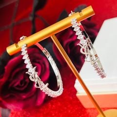  Bông Tai Khoen Tròn YSL Màu Trắng 4,3cm Pha Lê (BT) 