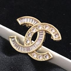  Cài Áo Nam, Nữ - Chanel Màu Vàng Pha Lê Trắng (BF) 