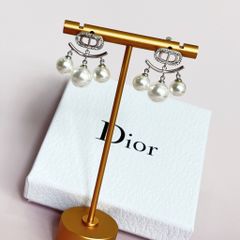  Bông Tai Dior Màu Trắng Ngọc Trai & Pha Lê (AK) 