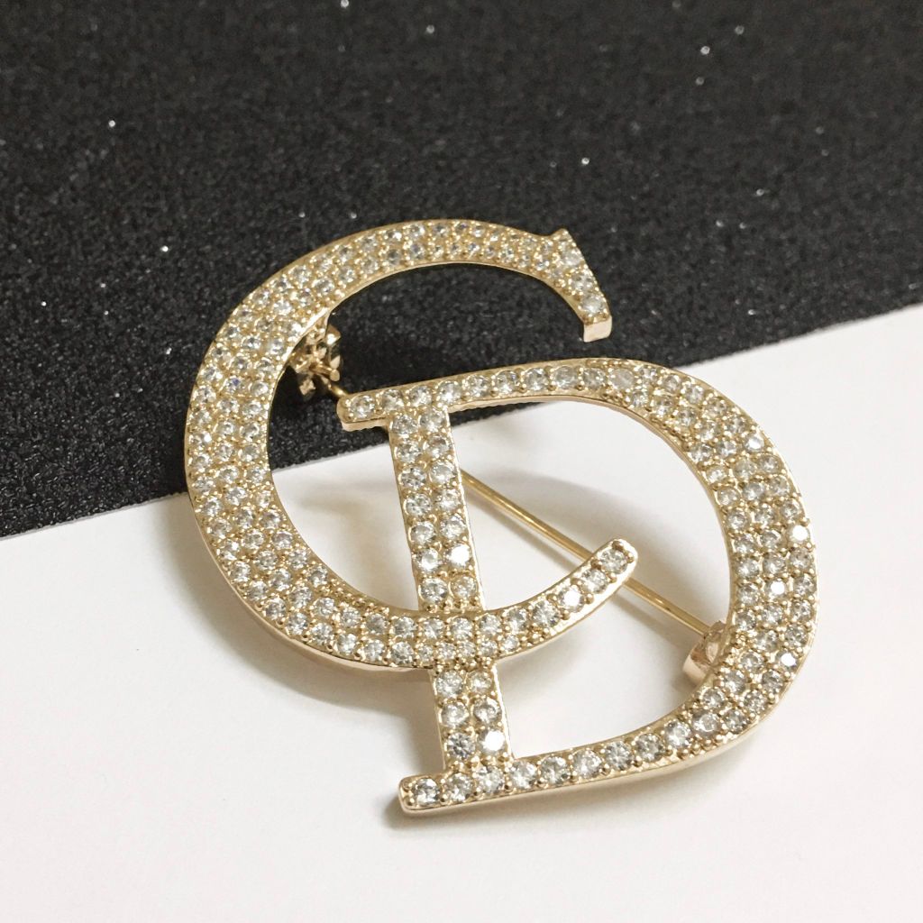  Cài Áo Nam, Nữ - Dior Màu Vàng Hồng Pha Lê Trắng (AG) 