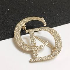  Cài Áo Nam, Nữ - Dior Màu Vàng Hồng Pha Lê Trắng (AG) 