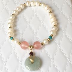  Vòng Đá Phong Thuỷ Cao Cấp - Đồng Tiền Đá Cẩm Thạch & Thạch Anh Tím, Thạch Anh Dâu Tây Tự Nhiên 