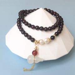  Vòng Đá Phong Thuỷ Cao Cấp - 2 Vòng Hồ Lô Mã Não, Ngọc Trai Nước Ngọt, Đá Garnet Tự Nhiên 