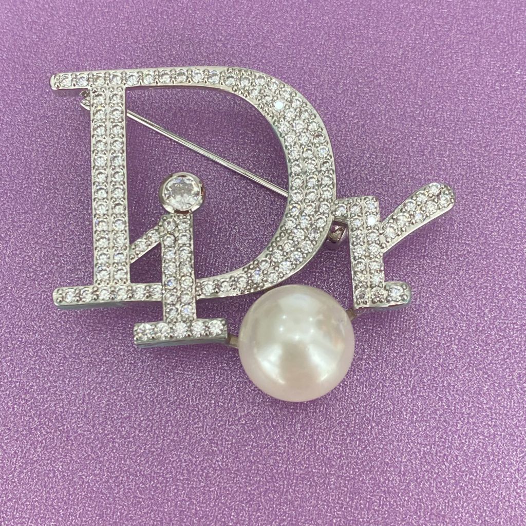  Cài Áo Nam, Nữ - Dior Màu Trắng Ngọc Trai & Pha Lê (AN) 