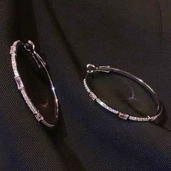  Bông Tai Khoen Tròn Màu Trắng Pha Lê Hồng & Trắng 