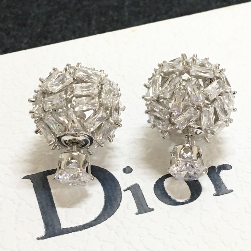  Bông Tai Dior Màu Trắng Pha Lê (AB) - Có 3 Kiểu Đeo 