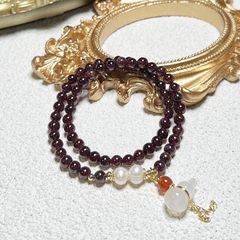  Vòng Đá Phong Thuỷ Cao Cấp - 2 Vòng Hồ Lô Mã Não, Ngọc Trai Nước Ngọt, Đá Garnet Tự Nhiên 