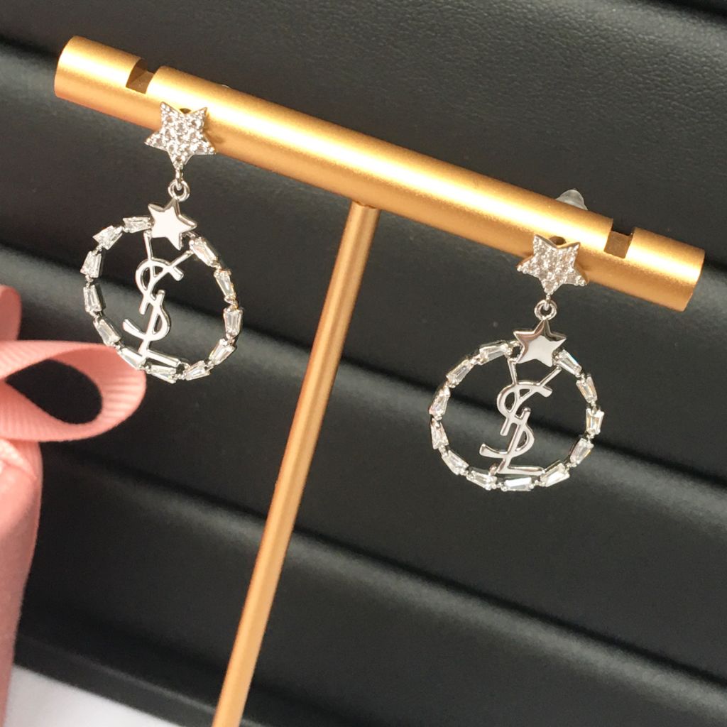  Bông Tai YSL Ngôi Sao Pha Lê Trắng (AH) 