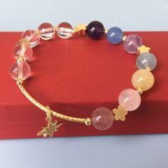  Vòng Đá Phong Thuỷ Cao Cấp - Đá Thạch Anh Tự Nhiên Cầu Vòng & Ngôi Sao May Mắn 