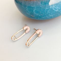  Bông Tai Cây Kim Tâm Pha Lê Hồng (AG) 