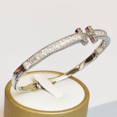  Bộ Trang Sức Hermes Trắng - Vòng Tay, Nhẫn & Bông Tai Pha Lê (AC) 