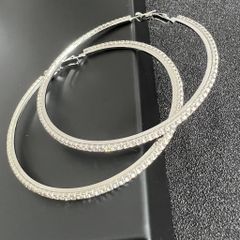  Bông Tai Khoen Tròn Bản To 7,5cm Pha Lê Trắng (BQ) 