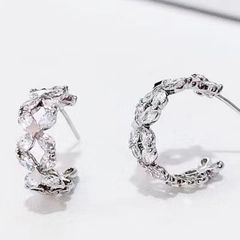  Bông Tai Khoen Tròn Màu Trắng 2cm Pha Lê (BK) 