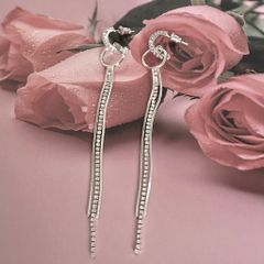  Bông Tai Vòng Tròn Tua Rua Pha Lê Trắng (AG) 