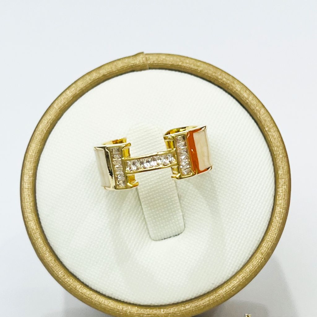  Nhẫn Hermes Freesize Pha Lê Trắng Cá Tính (AB) 