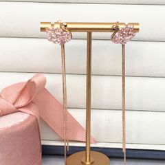  Bông Tai Tua Rua Thiên Nga Màu Vàng Hồng Pha Lê Hồng ( Có 3 Kiểu Đeo ) 