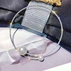  Vòng Cổ Choker Dior 2 Viên Ngọc Trai Màu Trắng Quý Phái 