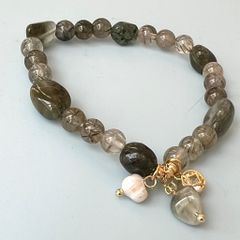  Vòng Đá Phong Thuỷ Cao Cấp - Đồng Tiền Pha Lê, Ngọc Trai Nước Ngọt & Đá Thạch Tóc Xanh Lá Tự Nhiên 