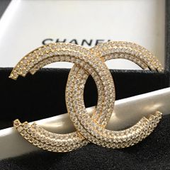  Cài Áo Nam, Nữ - Chanel Màu Vàng Hồng Pha Lê Trắng (AM) 
