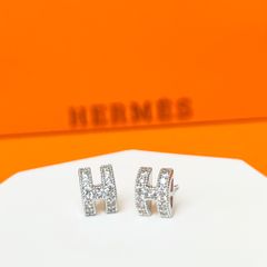  Bông Tai Hermes Màu Trắng Pha Lê (AJ) 