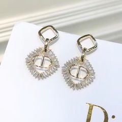  Bông Tai Dior Màu Vàng Pha Lê Trắng (AL) 