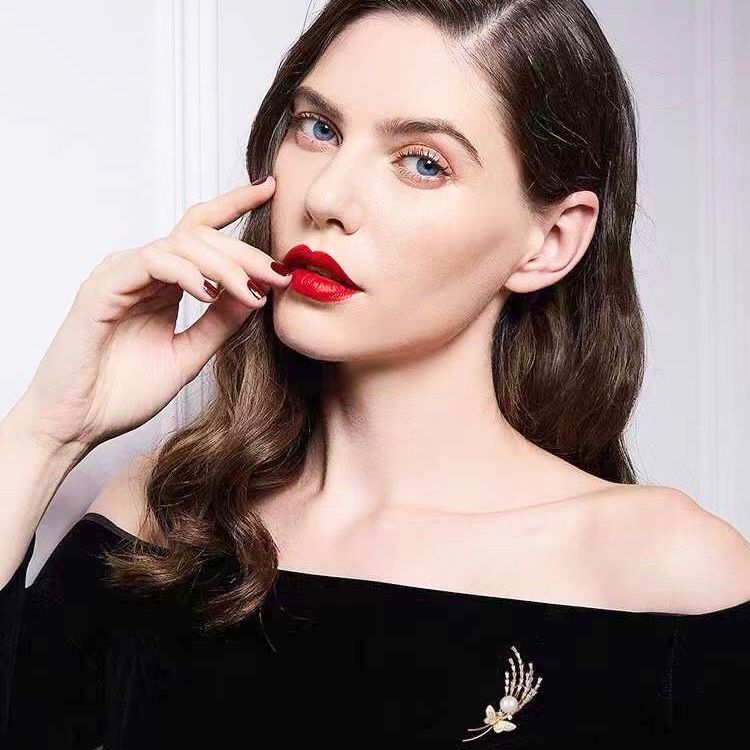  Cài Áo Con Bướm Và Bông Lúa Vàng Ngọc Trai & Pha Lê Trắng 