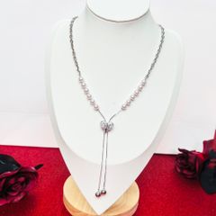  Dây Chuyền Ngắn - Choker Trái Tim Ngọc Trai & Pha Lê Trắng ( Có 2 Kiểu Đeo ) 