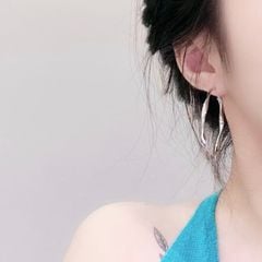  Bông Tai Khoen Tròn Xoắn Màu Trắng 4,5cm (BI) 