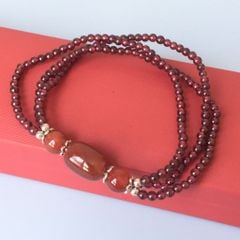  Vòng Đá Phong Thuỷ Cao Cấp - Đá Garnet Ngọc Hồng Lựu Tự Nhiên 3 Vòng May Mắn & Bình An 