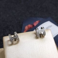  Bộ Trang Sức Hermes Trắng - Vòng Tay, Nhẫn & Bông Tai Pha Lê (AB) 