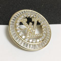  Cài Áo Nam, Nữ - LV Màu Vàng Pha Lê Trắng (AB) 