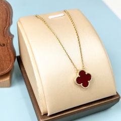  Dây Chuyền Titan Cao Cấp - Cỏ 4 Lá May Mắn Màu Vàng Đỏ (AP) 