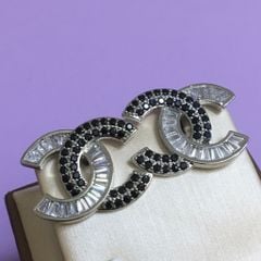  Bông Tai Chanel Bản To Màu Trắng Pha Lê Đen & Trắng Cá Tính (AH) 