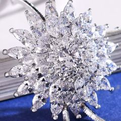  Dây Chuyền Dài Cao Cấp - Hoa Hướng Dương Pha Lê Trắng Tinh Tế (AA) 