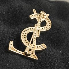  Cài Áo Nam, Nữ - YSL Màu Vàng Pha Lê Trắng (AB) 