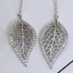  Bông Tai Tua Rua Chiếc Lá & Cái Nơ Pha Lê Trắng (AD) 